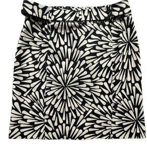 Talbots Tan Black Floral Print Straight Mini Skirt Belted Pockets Petite Size 8